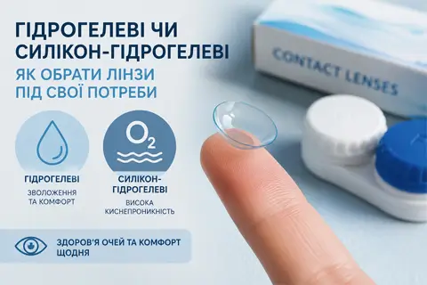 Гідрогелеві та силікон-гідрогелеві лінзи: як вибрати матеріал під потреби очей