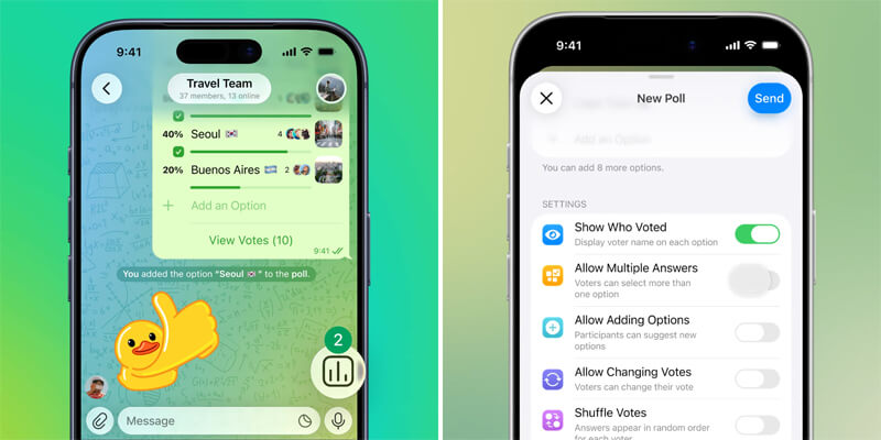 новые функций для опросов telegram
