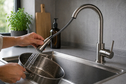 висувна лійка на кухонному змішувачі