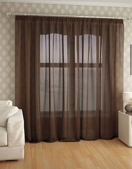 Тюль коричневый шифон