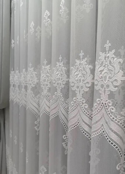 Тюль бамбук с вышивкой