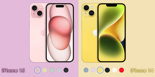 Экраны iPhone 15 и iPhone 14