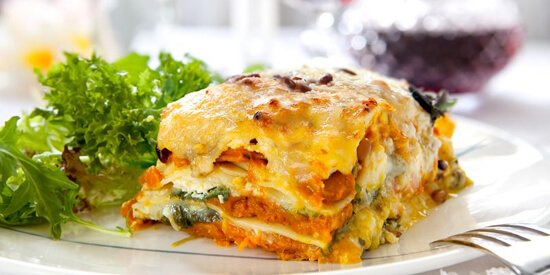 Рецепт лазаньи с тыквой, сыром и орехами