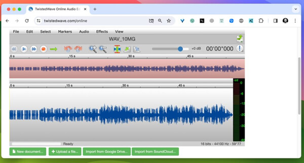 Аудиоредактор онлайн TwistedWave Online