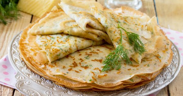 Блины на ряженке с укропом