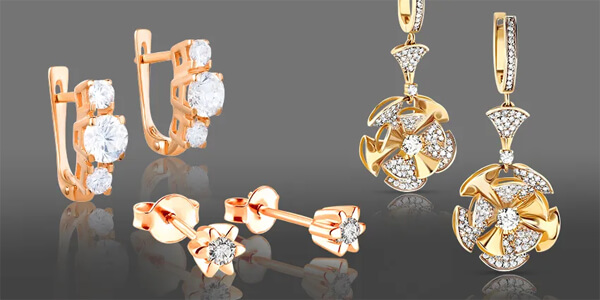 Золотые серьги СЮФ - фото