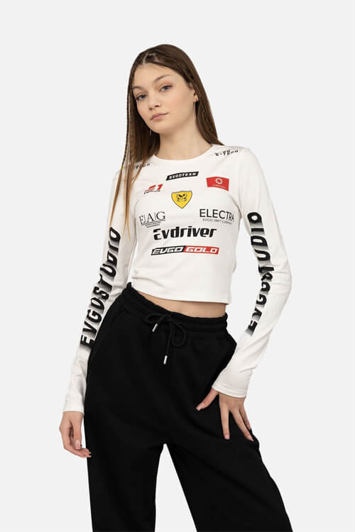 Футболка женская, с длинным рукавом цвет белый 44