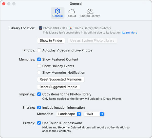 macos photos settings