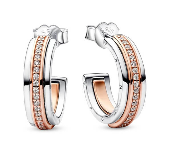 Серьги двухцветные с паве