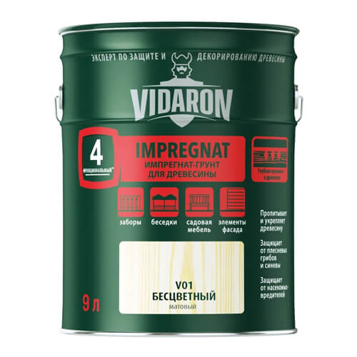Защитно-декоративное средство импрегнат VIDARON бесцветный V01,9л