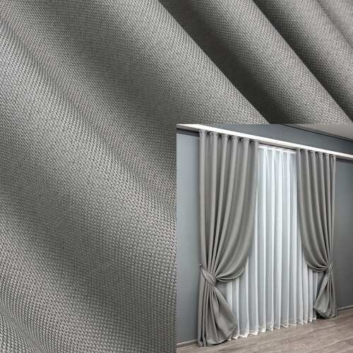 Комплект штор льон блэкаут рогожка (мішковина) колір світло-сірий 867ш