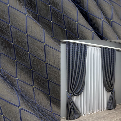 Комплект штор блэкаут-софт, колекція "Лілія" колір бежевий з кавовим 074ш (Б)