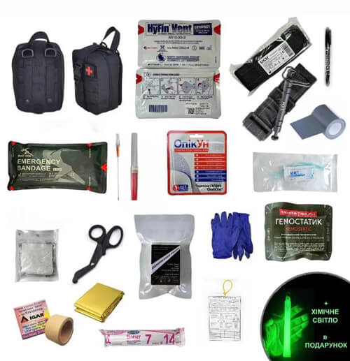 Аптечка укомплектованная образца НАТО №2 в подсумке с быстрым сбросом Черный